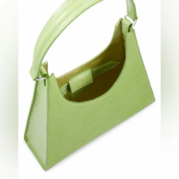 🔥🔥🔥NEW Staud Rey Green Croc Embossed Leather Shoulder Bag - Picture 4 of 14